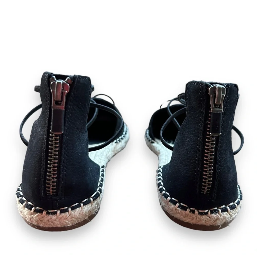 New Eileen Fisher Black Lace Leather Espadrilles | Size 7.5